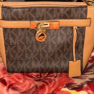 Michael Kors Black and Tan Signature Shoulder Bag